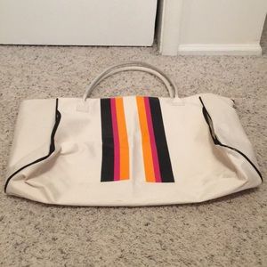 DSW Cream Tote with Multicolor Stripes